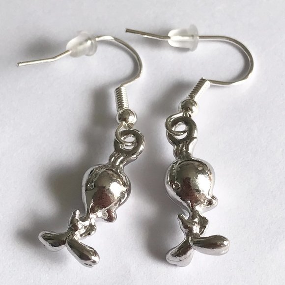 Vintage Tweety Bird Charm Earrings Looney Tunes Warner Bros. Silver Plated Charm - Picture 8 of 11